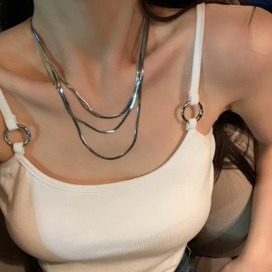 Women's & Men's Simple Blade Snake Bone Flat Clavicle Necklaces