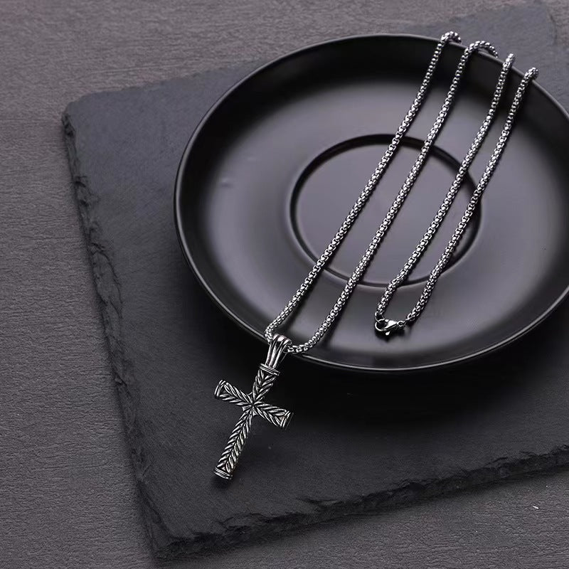 Men's Cross Sweater Chain Accessories Titanium Steel Necklaces