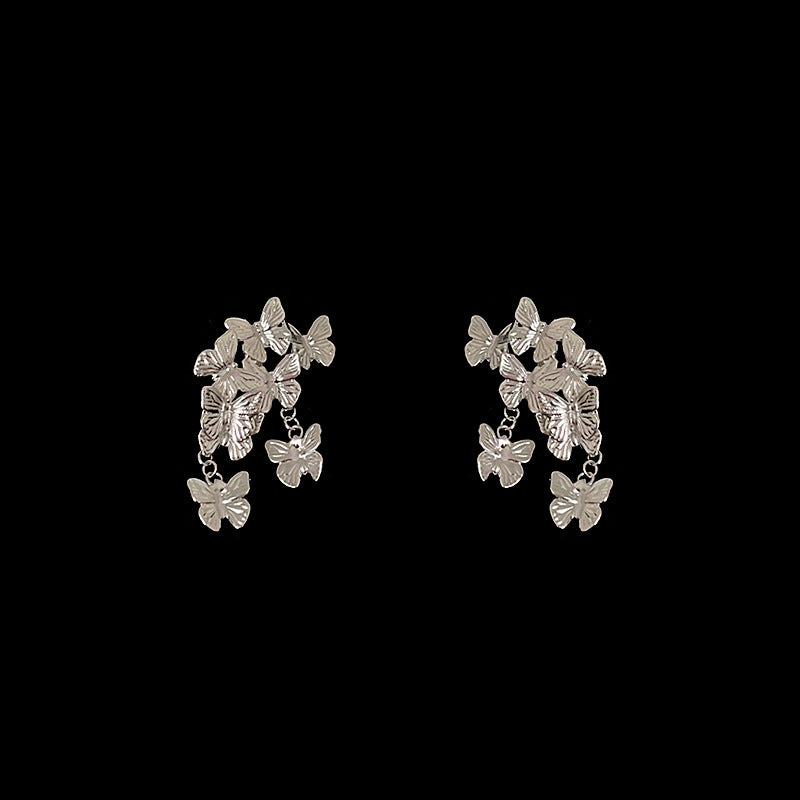 Luxury Exaggerated Group Butterfly Flying Gold Earrings