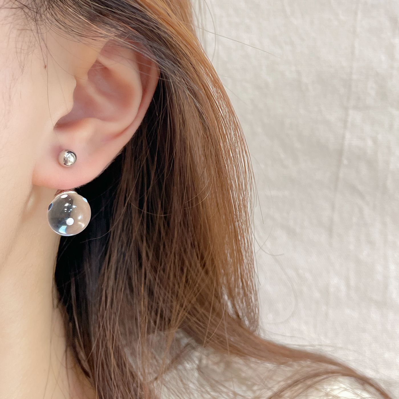 Women's Polka Dots Ball Sier Needle Exquisite Earrings