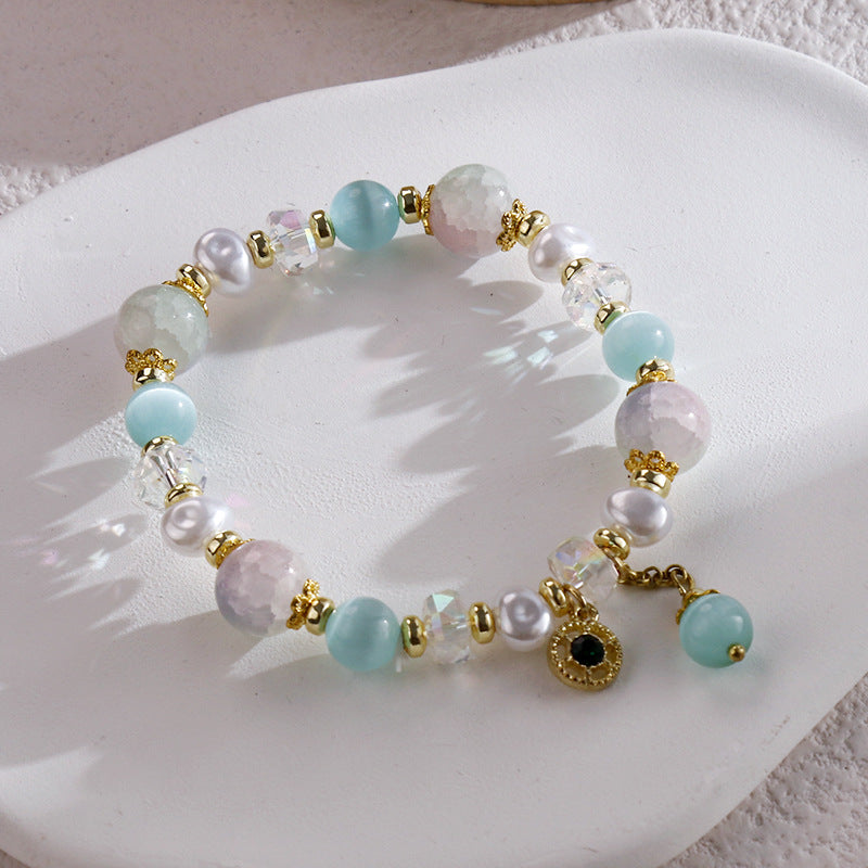 Clothing Glass Floral Beads Fresh Pastoral Tourist Attractions Elastic Bracelets