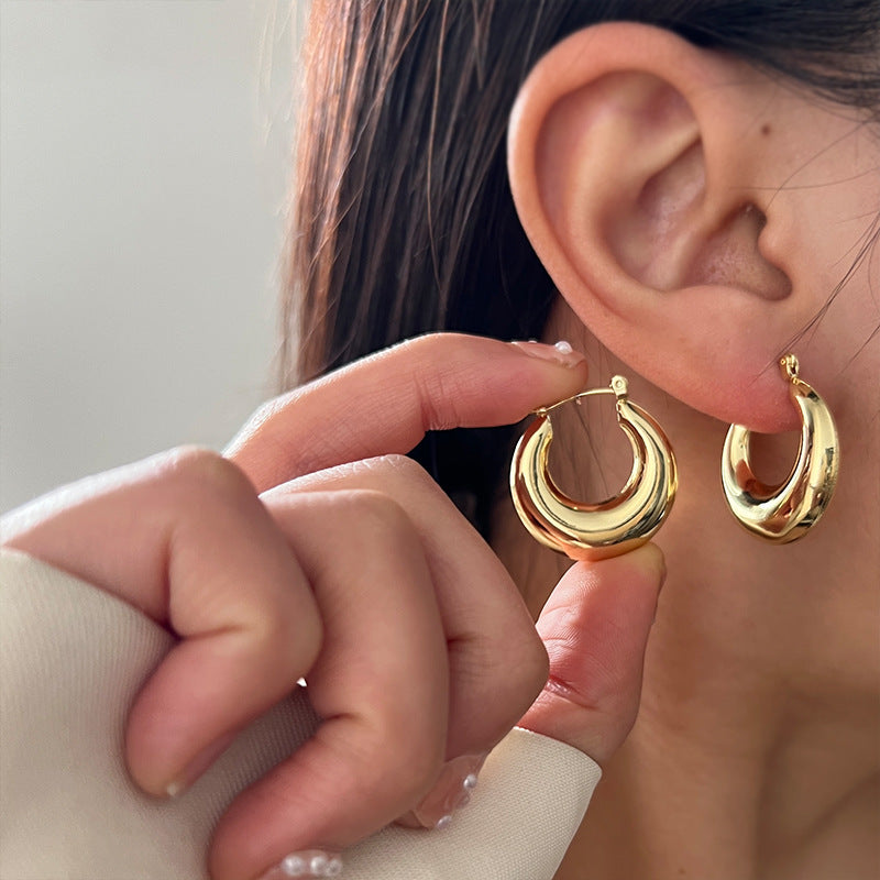Simple Light Luxury Metal Female Graceful High Rings