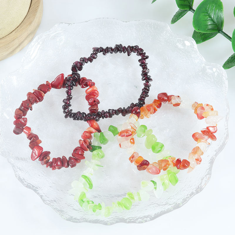 Natural Colorful Gravel Irregular Hand-woven Stretch Bracelets