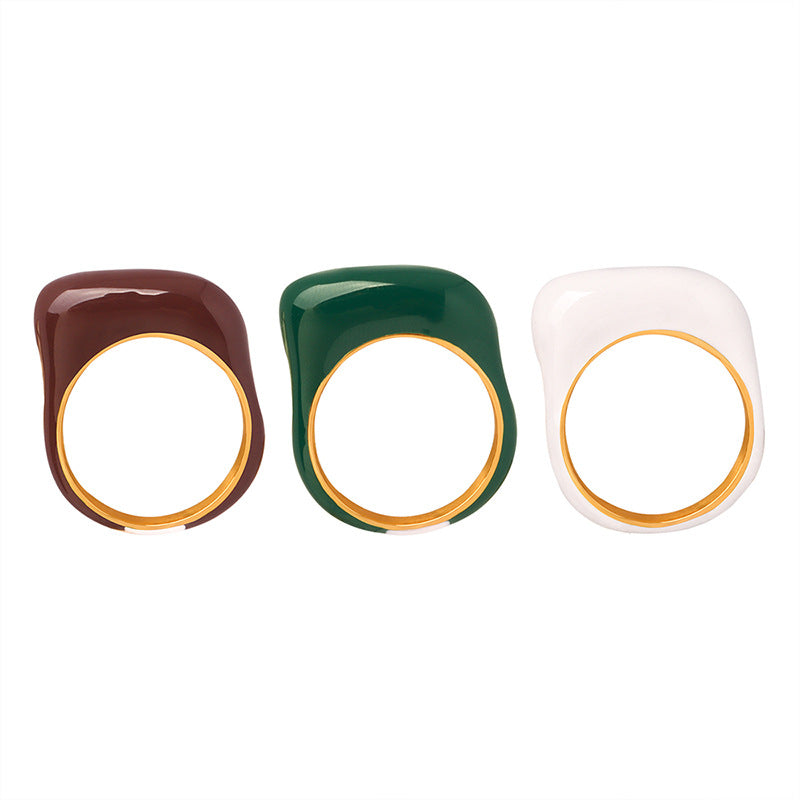 Retro Round Morandi Color Fresh Simple Rings
