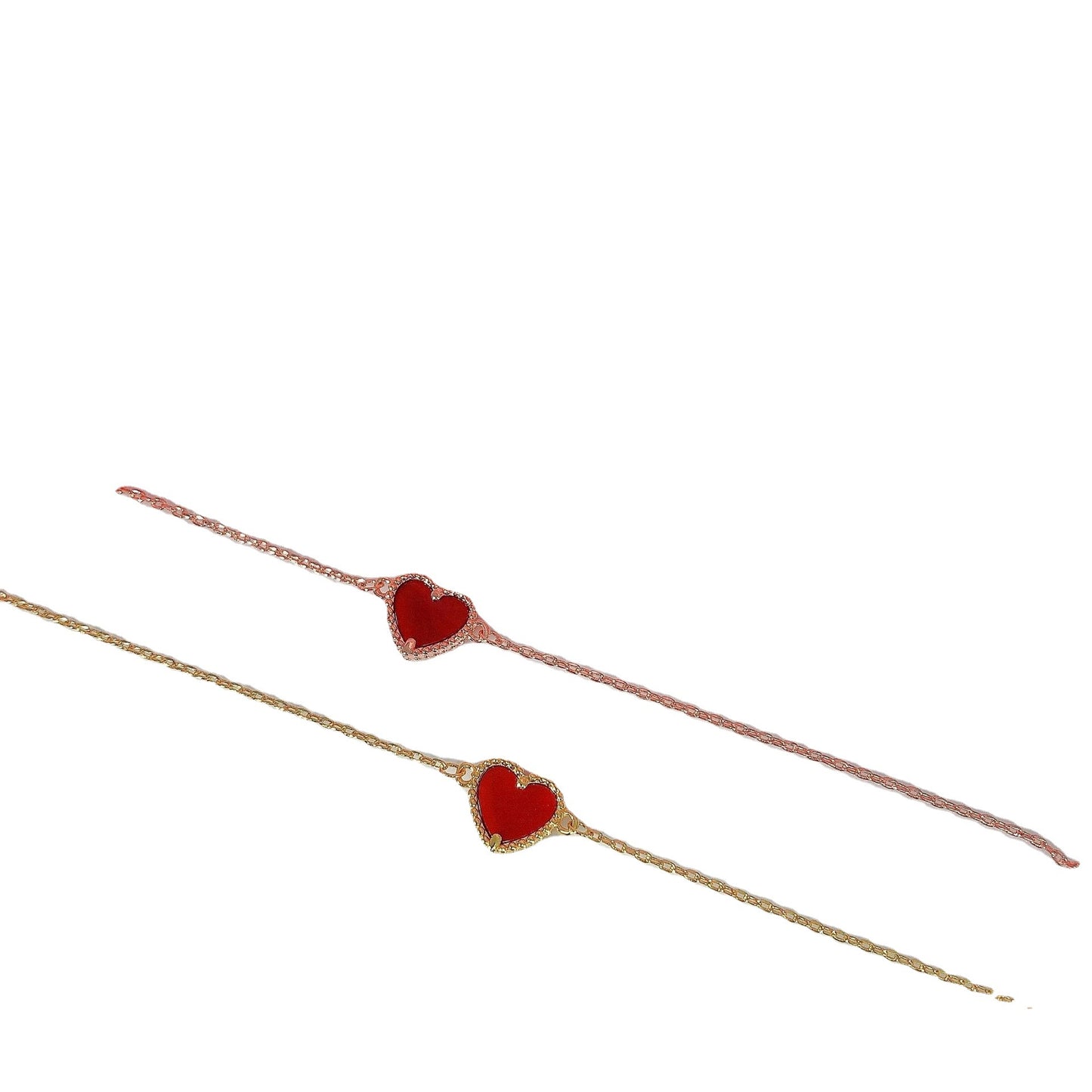 Double-sided Red Agate Little Heart Plated Bracelets