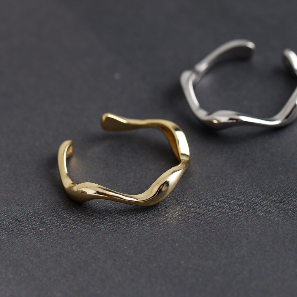 Women's Affordable Luxury Style Corrugated Sterling Sier Open Rings