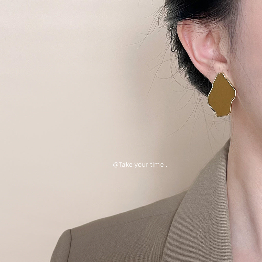 Tundra Green Electroplated Vintage Dripping Irregular Earrings