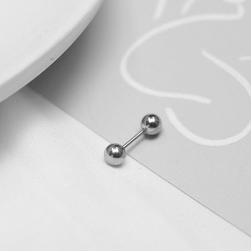 Women's Double Ball Ear Bone Frosty Style Elegant Titanium Earrings