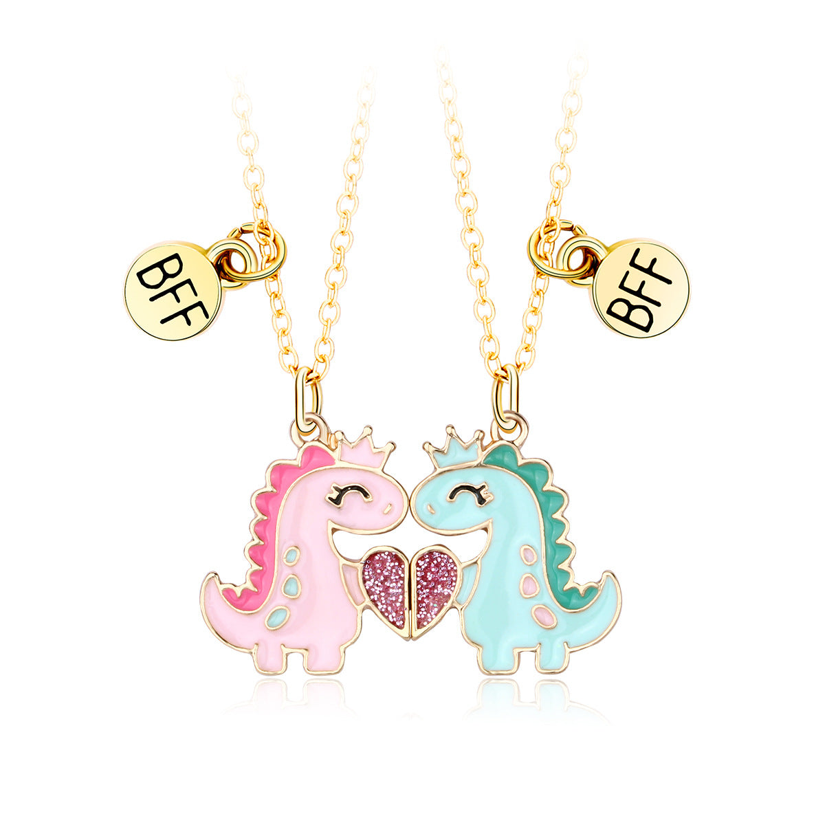 Crown Small Dinosaur Alloy Magnet Love Unisex Necklaces