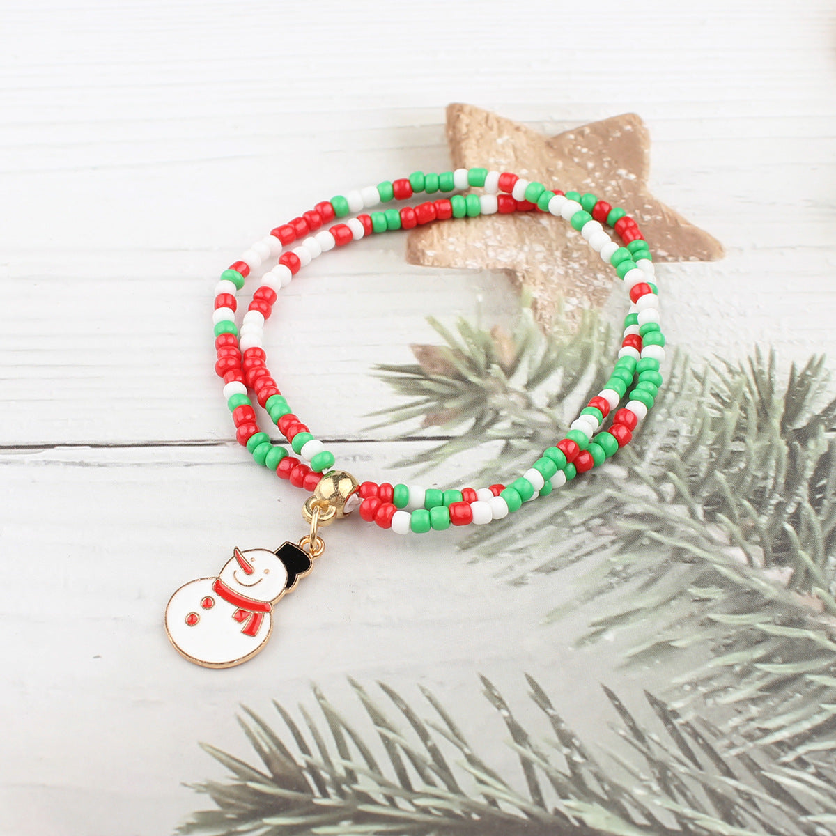 Creative Christmas Holiday Santa Claus Bell Beads Stringed Bracelets