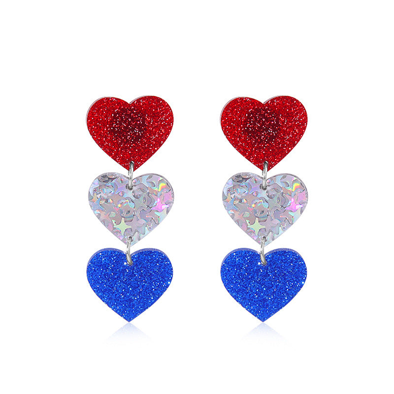 Alloy Dripping Oil Stars Stripes National Rings