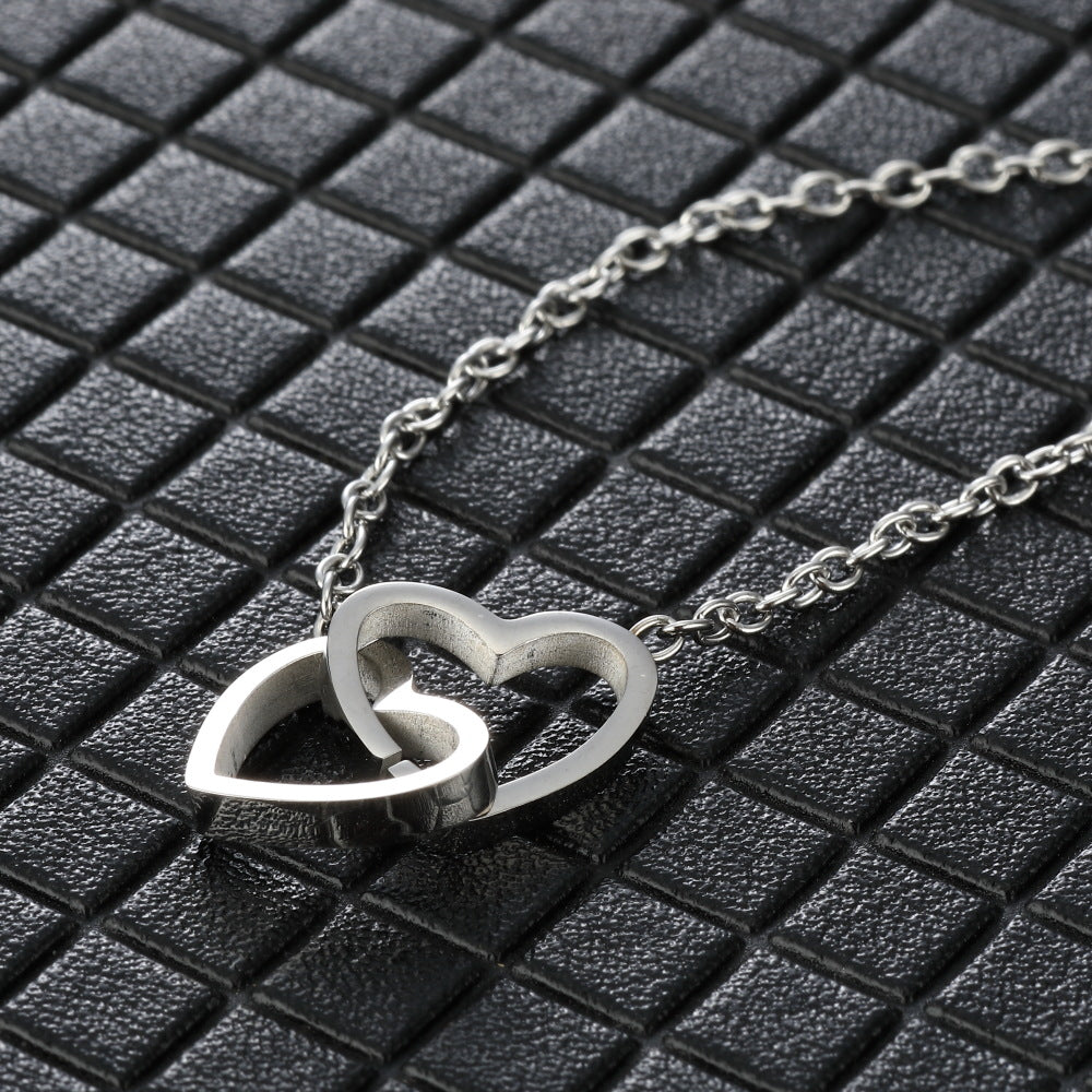 Name Lettering Fashion Short Heart-to-heart Double Necklaces