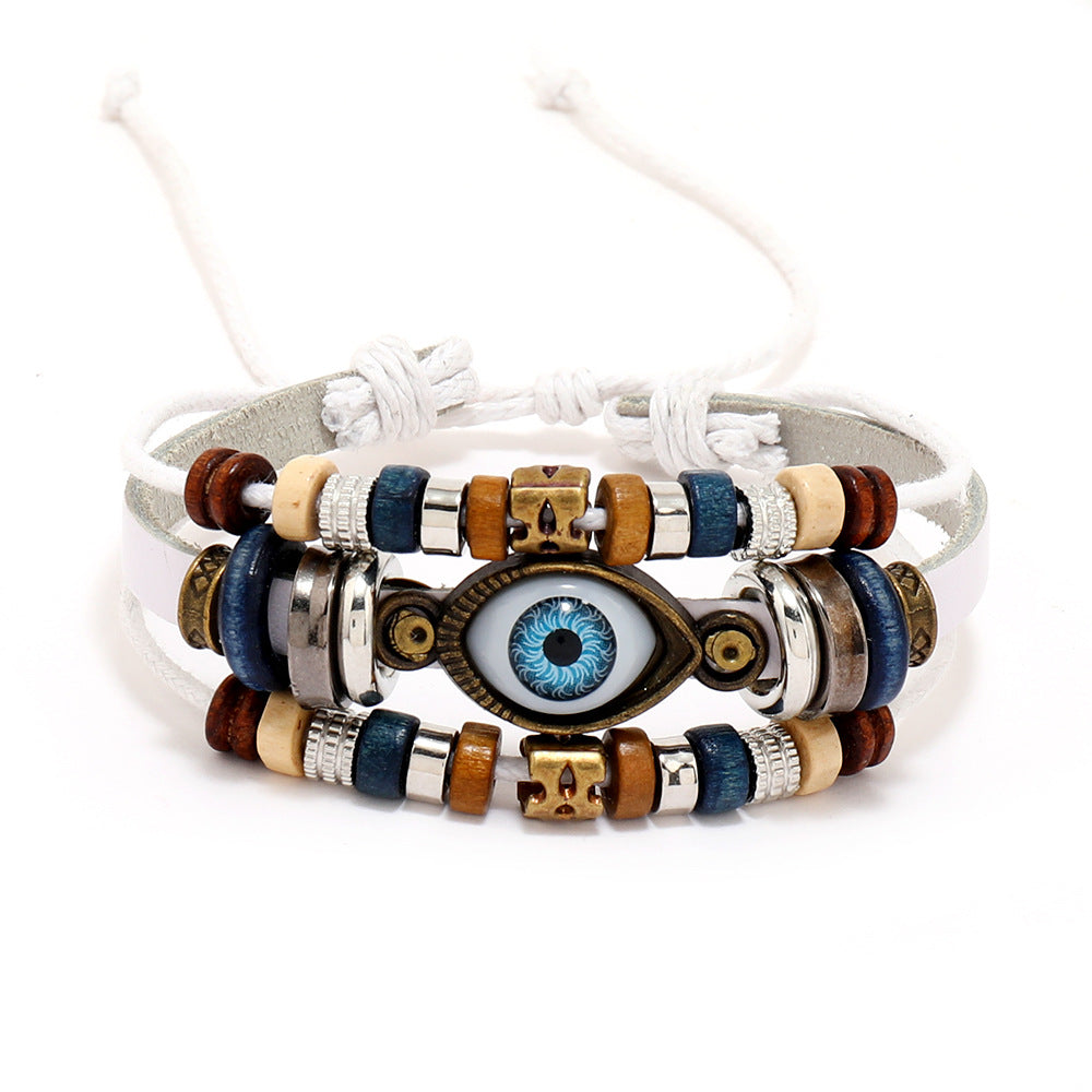 Retro Fashion Hand-woven Eyes Leather Ethnic Bracelets