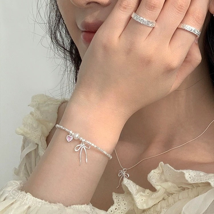 Women's Pink Diamond Pearl Small Pieces Of Sier Accessories Necklaces