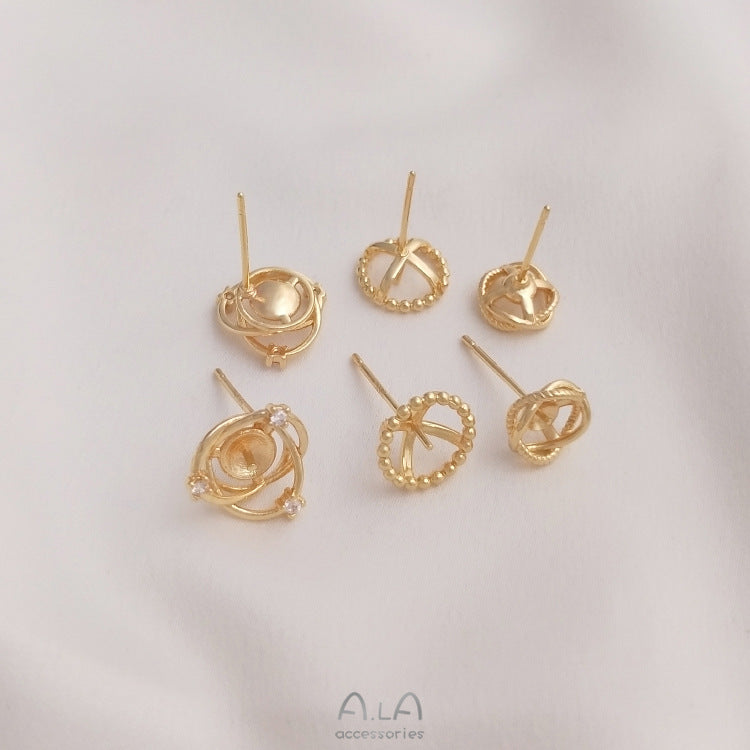 Retention Half Hole Pearl Holder Sier Rings