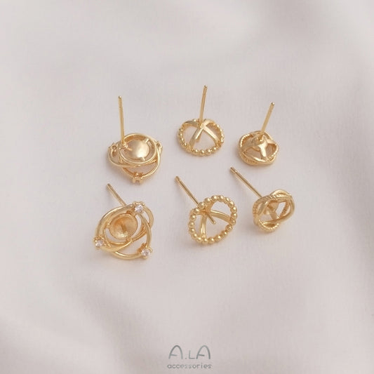 Retention Half Hole Pearl Holder Sier Rings