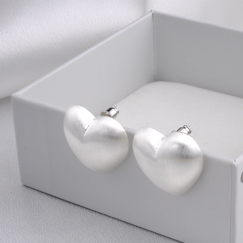 Minimalist Fashion Commuter Brushed Frosted Ball Triangle Earrings