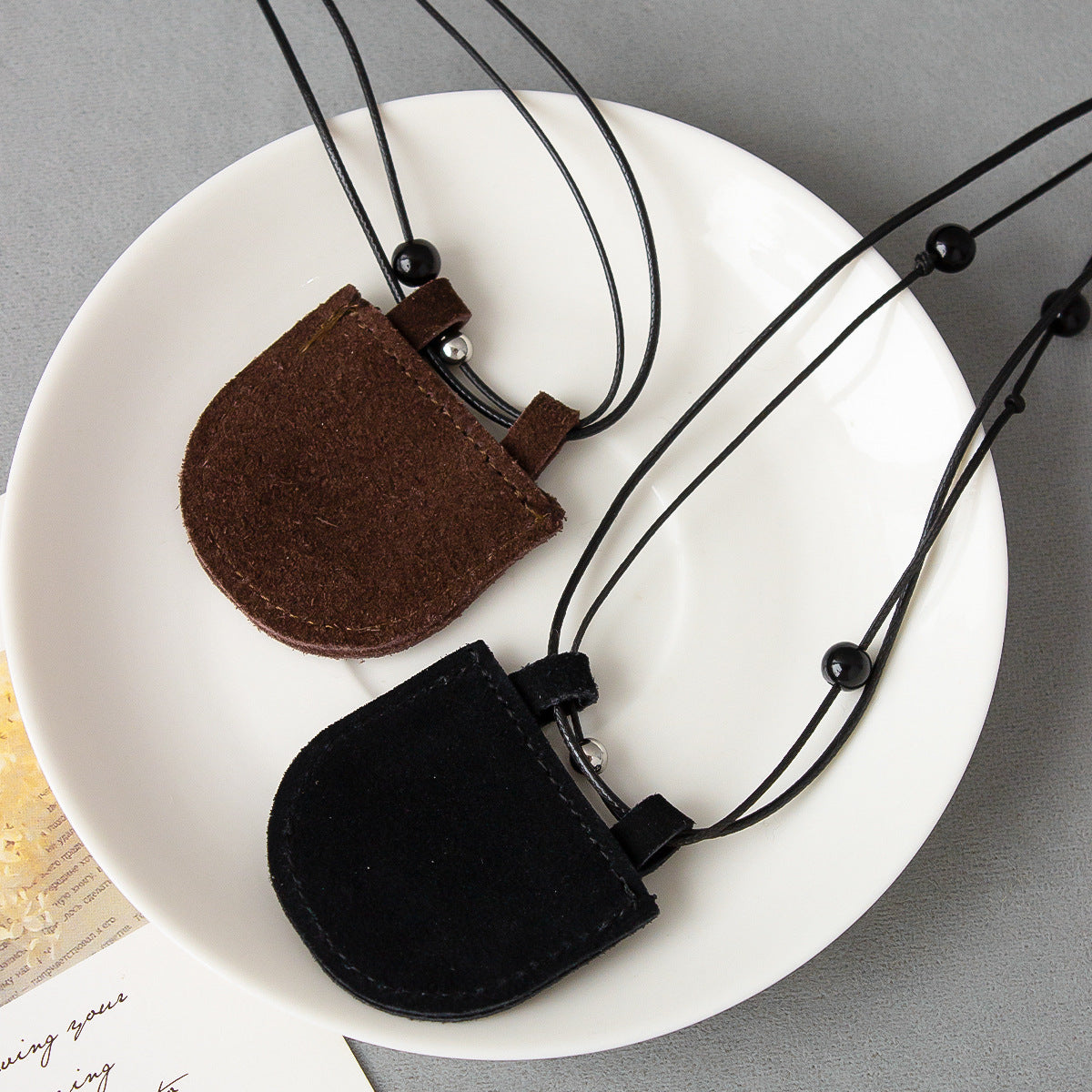 Suede Bag Half Crescent Design Exquisite Pendants
