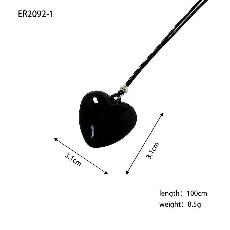 Women's Red Love Sweater Chain Niche High Necklaces