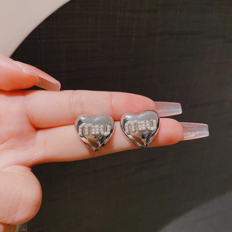Women's French Fashion Home Love Heart Sier Rings