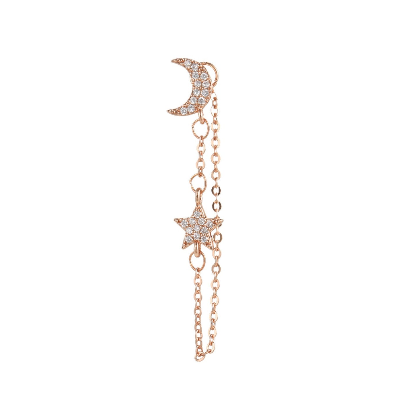 Reel Chain Real Gold Ear Screw Twist Ball Earrings