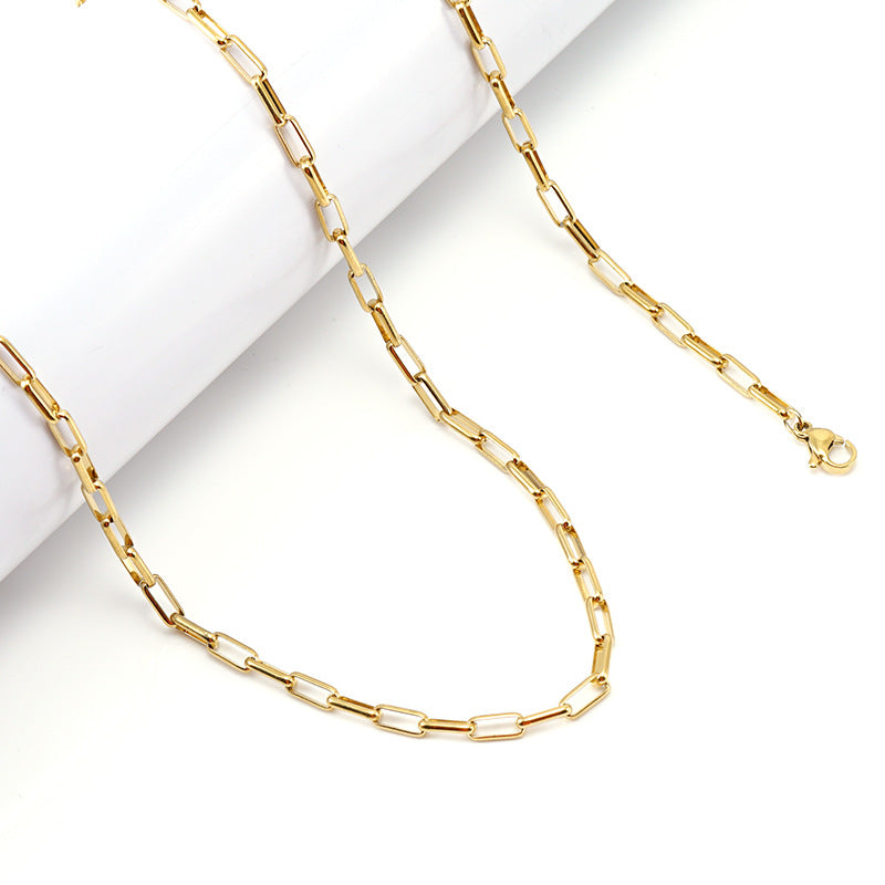 Women's Regular Bare Chain Titanium Steel Gold Necklaces