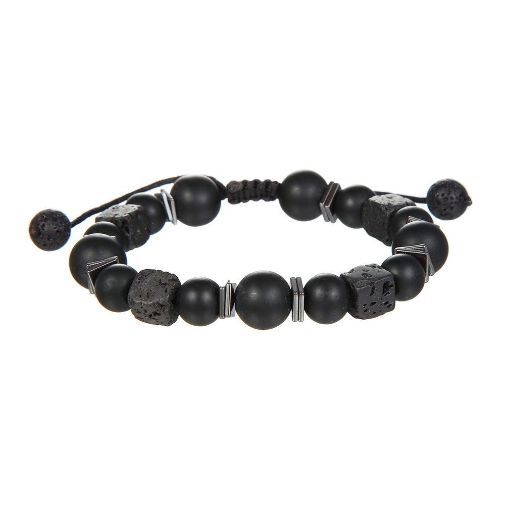 Live Broadcast Volcanic Rock Black Agate Map Stone Beaded Bracelets