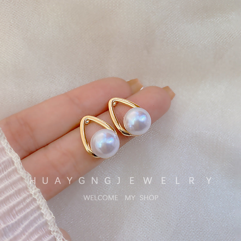 Women's Sier Needle Korean Style French Petite Retro Graceful Imitation Earrings