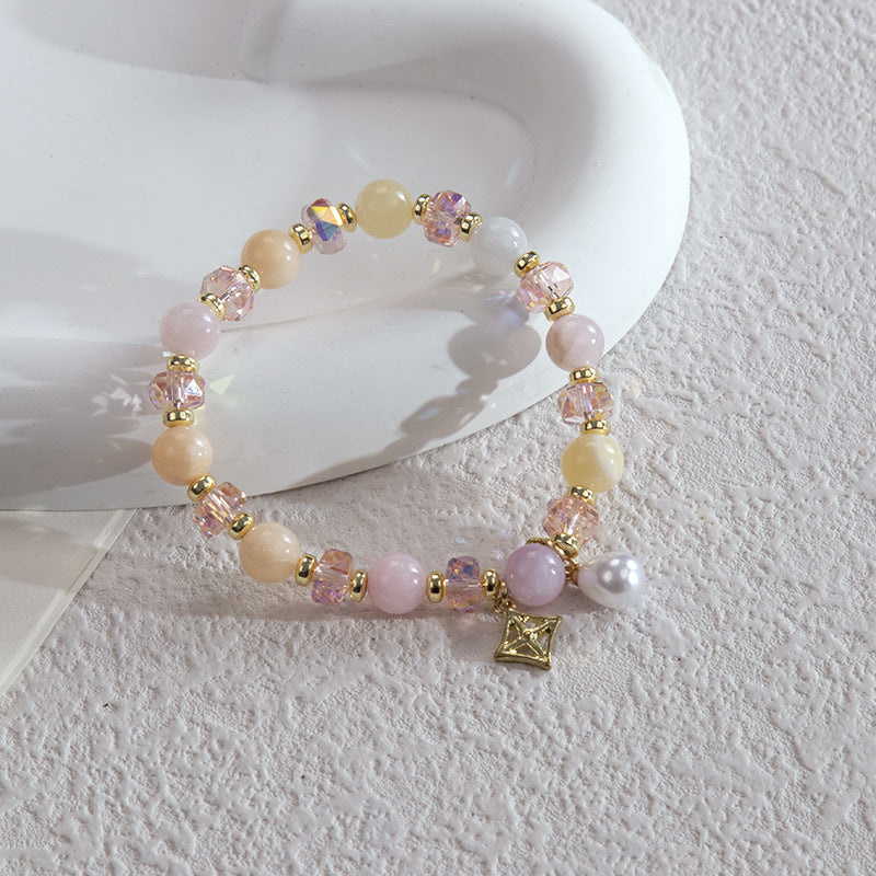 Clothing Glass Floral Beads Fresh Pastoral Tourist Attractions Elastic Bracelets