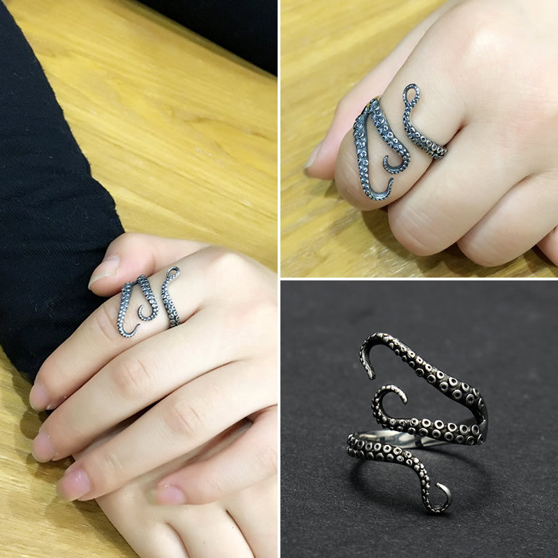 Night Punk Octopus Stainless Steel Titanium Rings