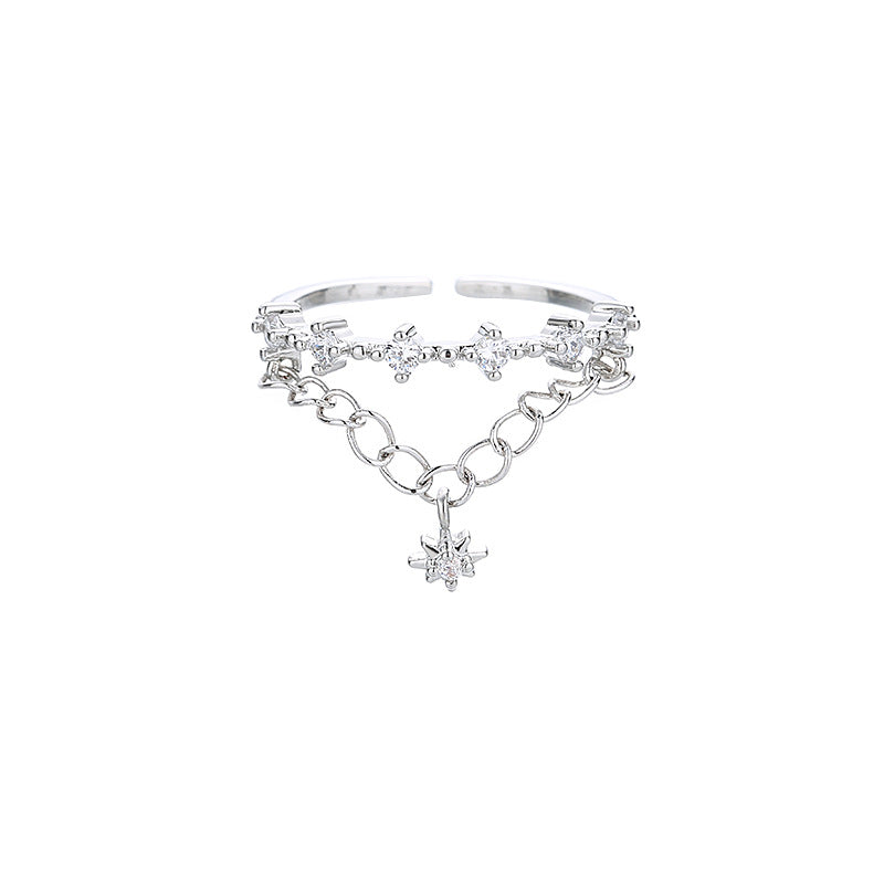 Debris Word Asterism Double Layer Index Finger Rings