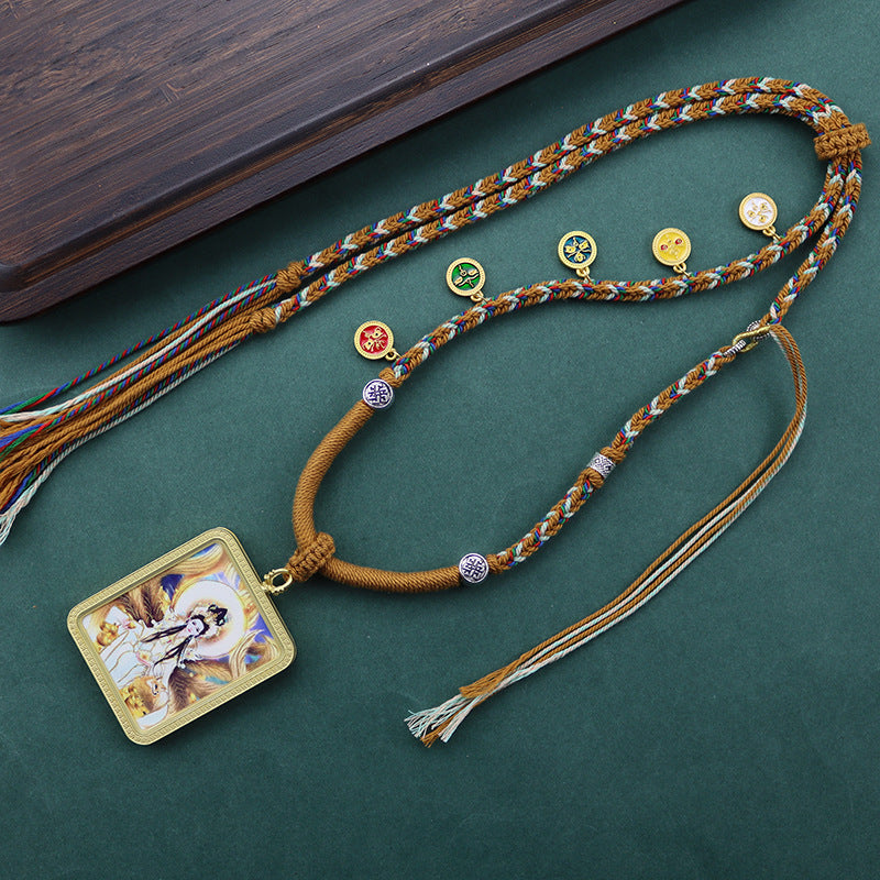 Hand Painted Golden Outline Eight Patron Necklaces