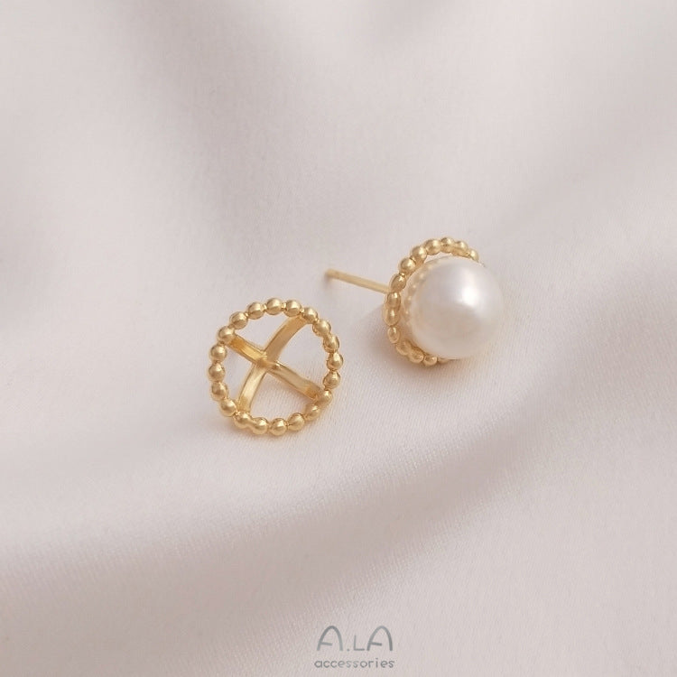 Retention Half Hole Pearl Holder Sier Rings