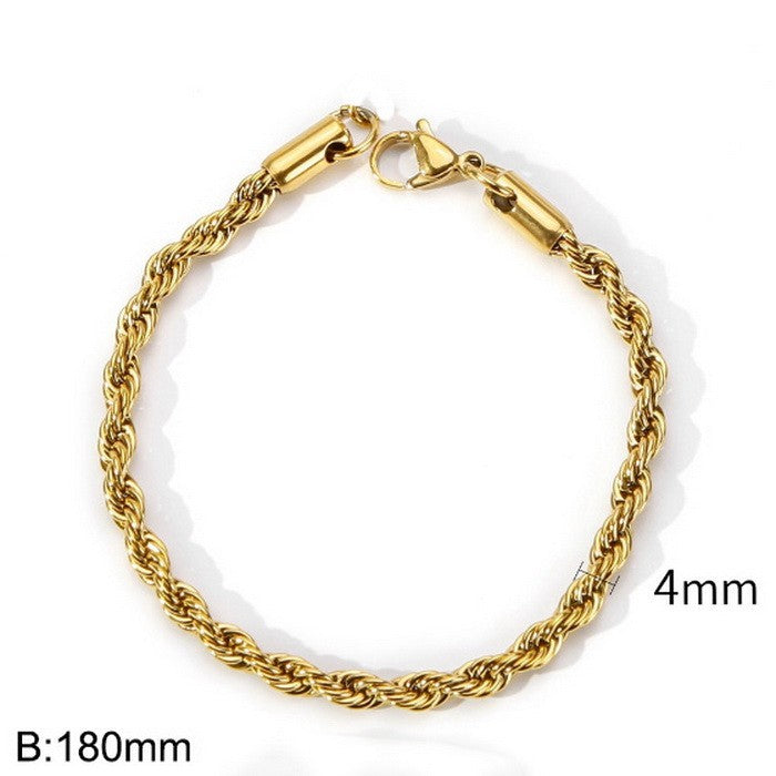 Women's & Men's Popular Simplicity Gold Stainless Steel Hemp Bracelets