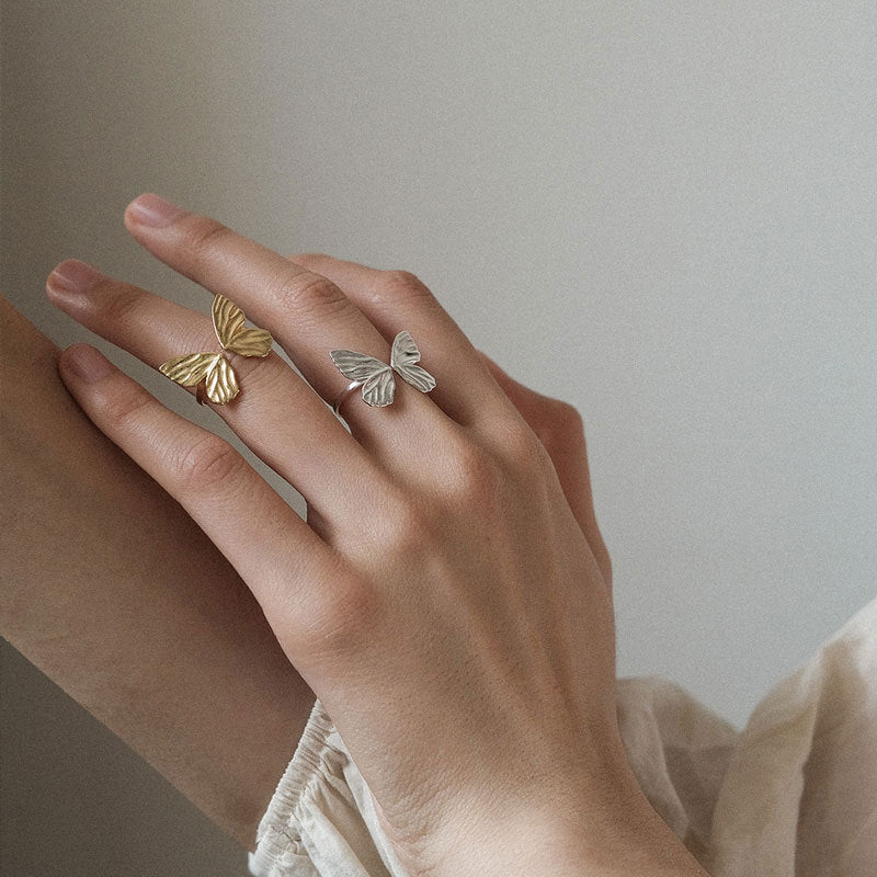 Go Picnic Butterfly Advanced Handmade Sier Natural Rings