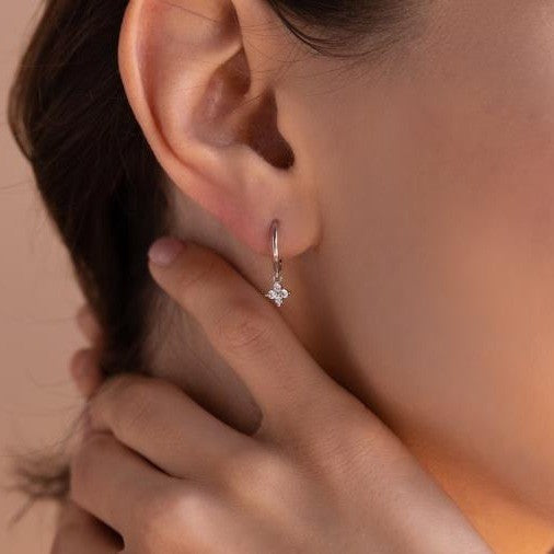 Inlaid Zircon Butterfly Flower Gold-plated Suit Earrings