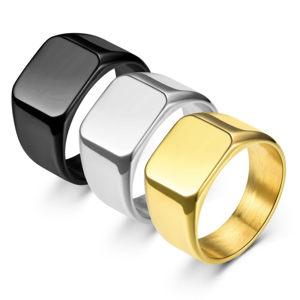 Women's & Men's Titanium Steel Casting Geometric Glossy Stainless Rings