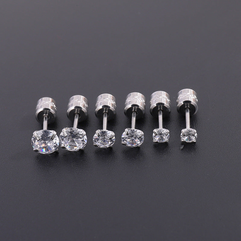 Women's & Men's Stainless Steel Korean Fashion Double-headed Diamond Rotating Earrings