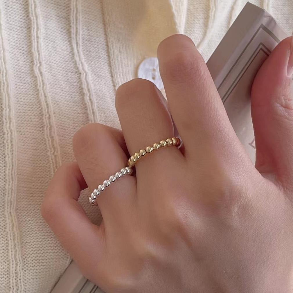 Women's Talk Style Sterling Sier Bead Fashion Rings