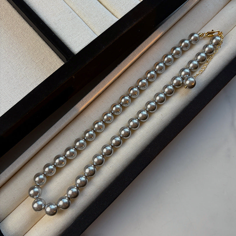 Women's Heather Gray Aurora Pearl High Sense Light Necklaces