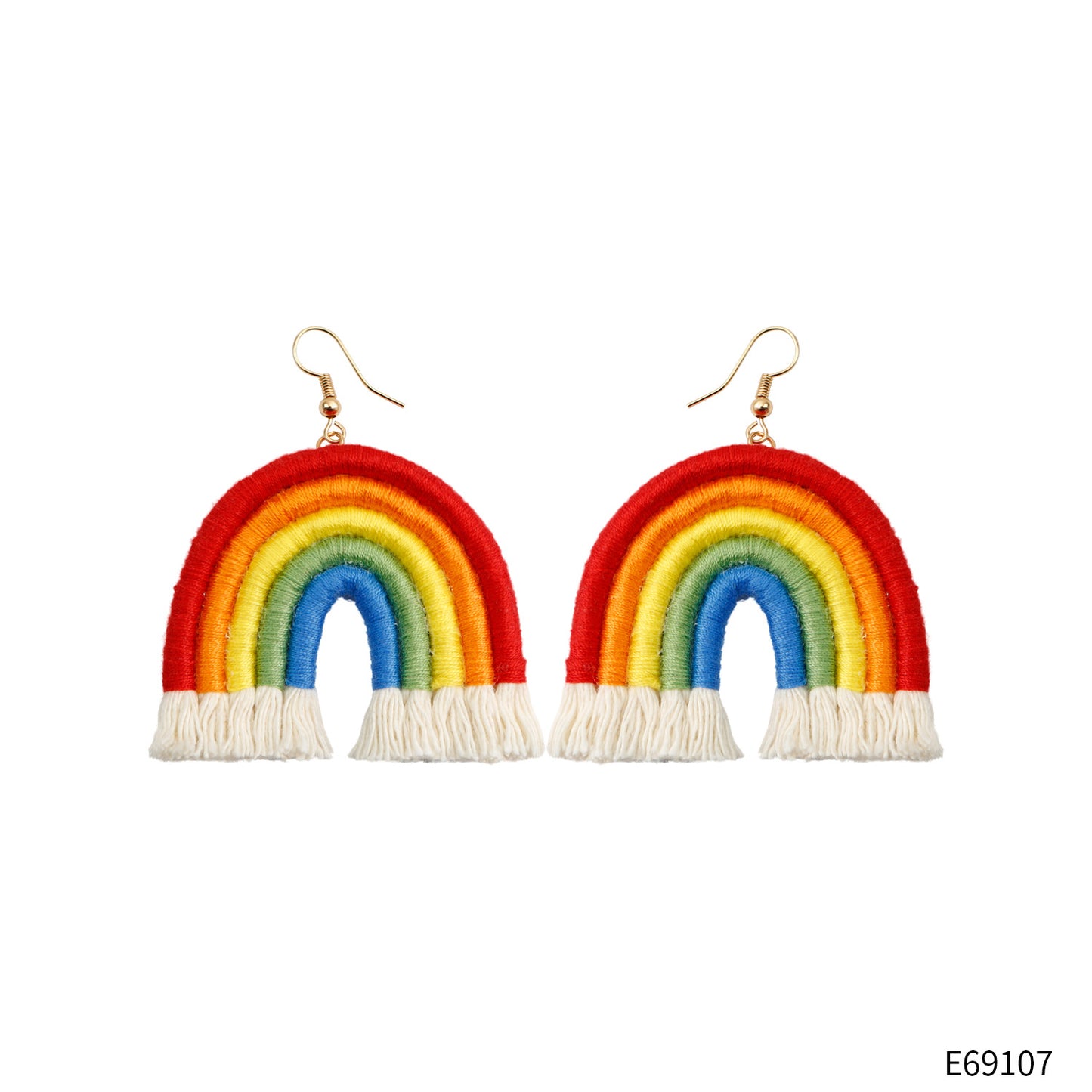 Pastoral Style Bohemian Rainbow Hand-woven Exaggerated Earrings