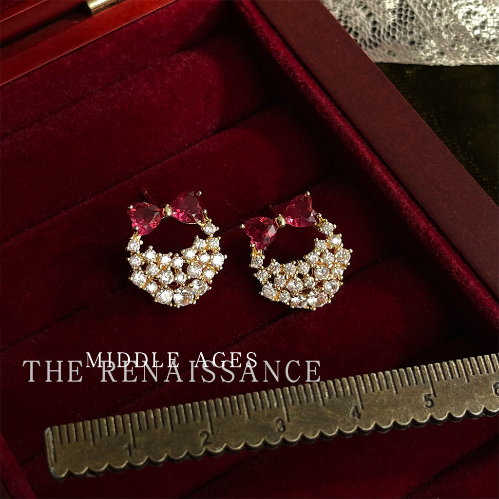 Limited Chinese Style Series Zircon Bell Bow Earrings