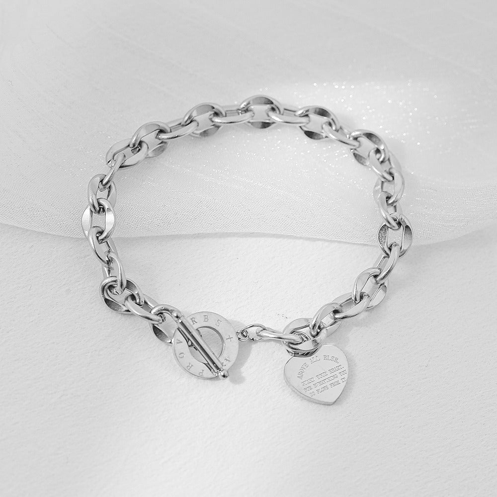 Big Heart Love Gold Retro Titanium Bracelets