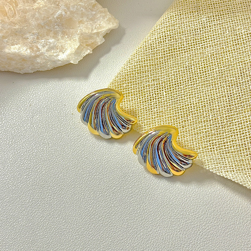 Gold Sier Color Matching Shell Heart-shaped Earrings