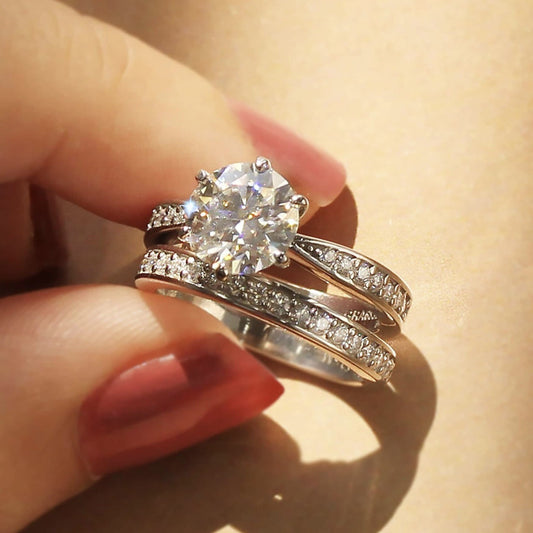 Women's Fashion Foreigners Wedding Accessories Zircon Couple Rings