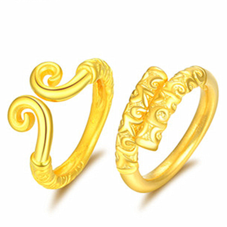 Women's & Men's Gold-plated Plated Couple Gold Hoop Stick Rings