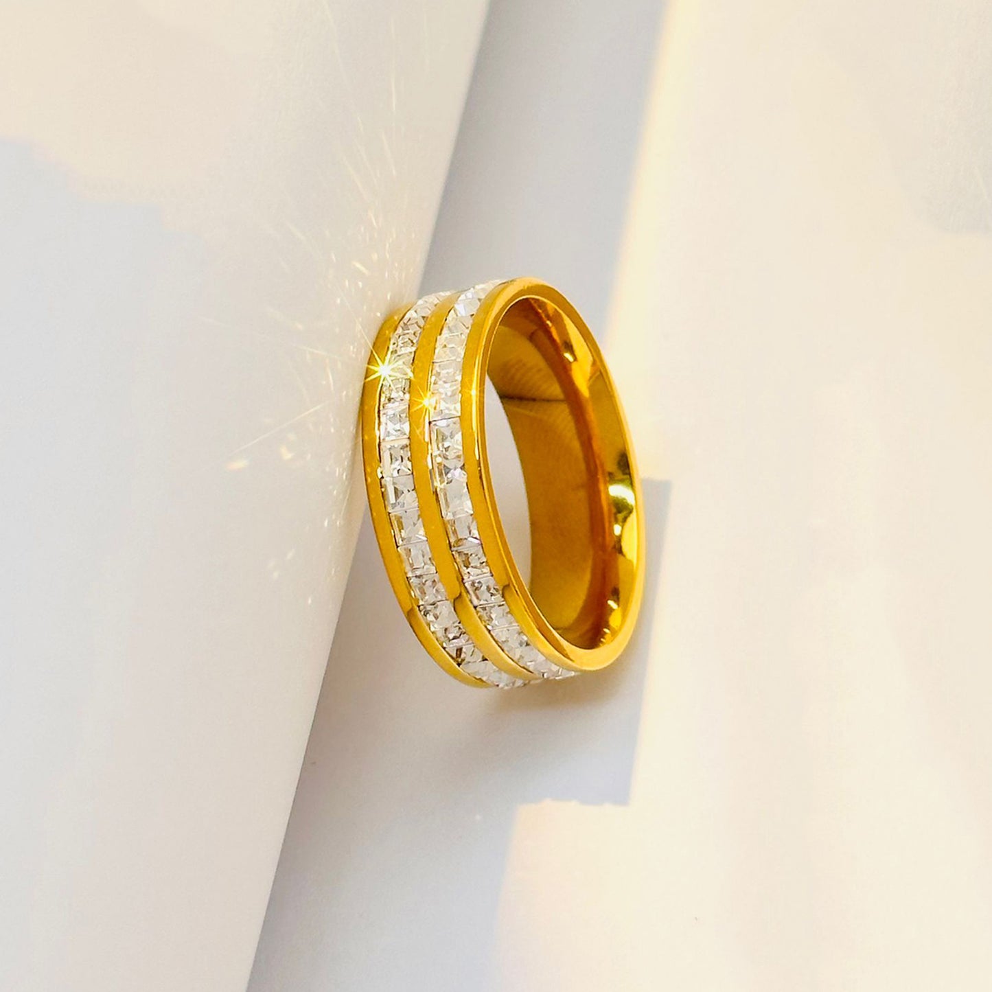 Women's & Men's Starry Titanium Steel Couple Live Broadcast Rings