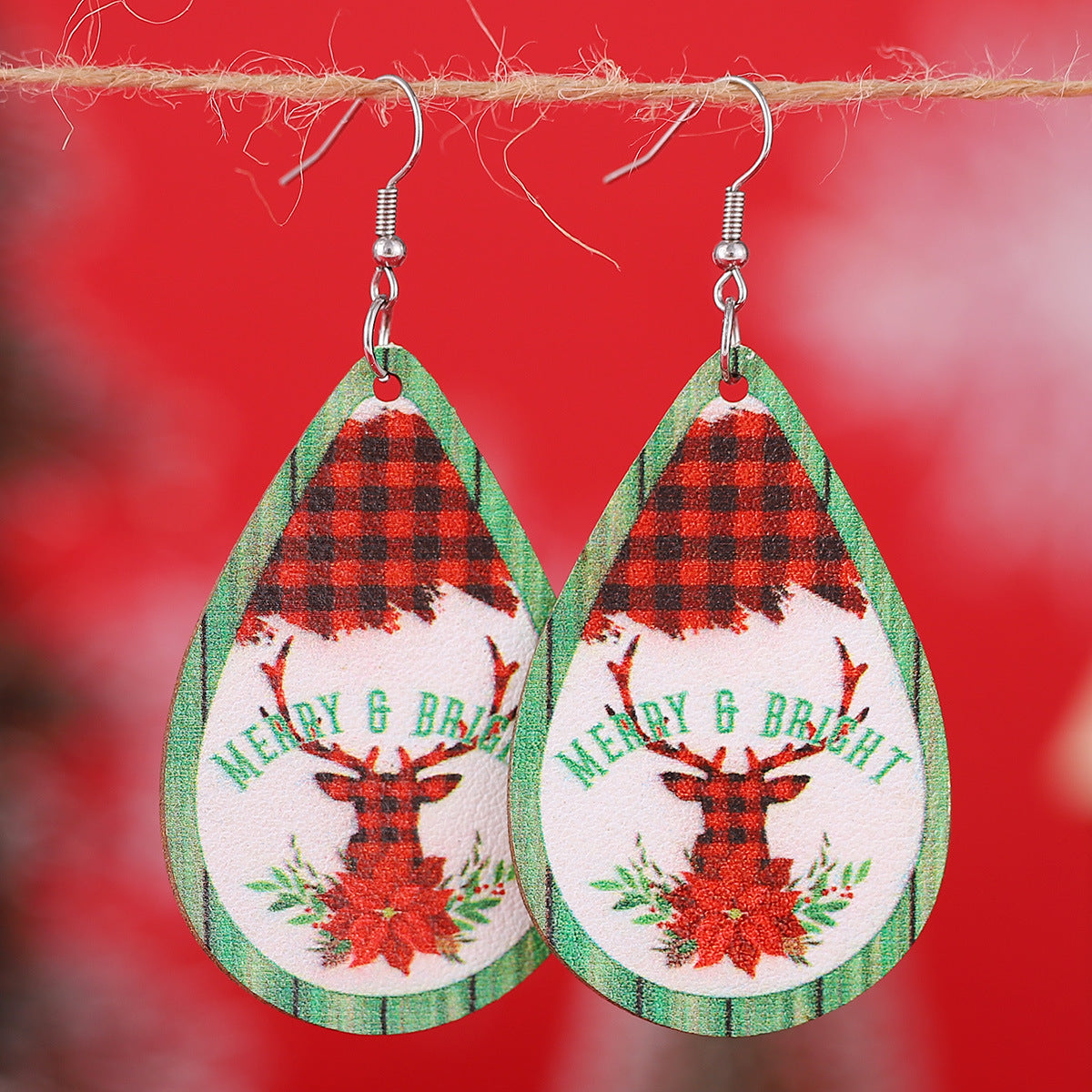 Snowman Black Red Plaid Elk Water Pendants