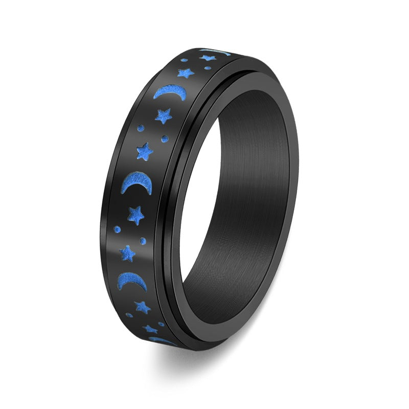 Women's Moon Luminous Rotatable Stainless Steel Classic Style Rings