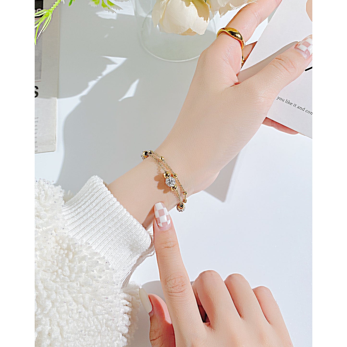 Layer Twin Titanium Steel Simple Fashion Bracelets